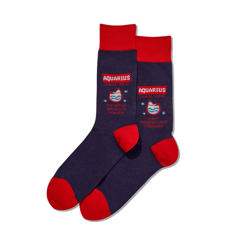 Hot Sox Mens Aquarius Zodiac Crew Socks