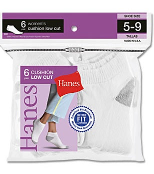 Hanes Women's Cushion Low Cut Socks 6 Pairs