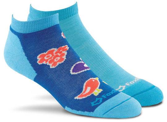 FoxRiver Women's Motif Scrubs Low-Cut Lightweight Cushioned Socks (2 Pack)