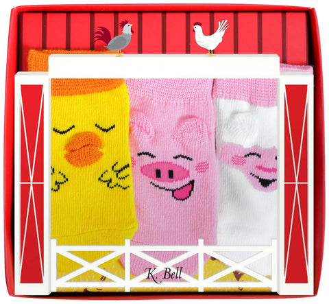 K. Bell Baby`s Barnyard Buddy 3 Pair Pack Socks
