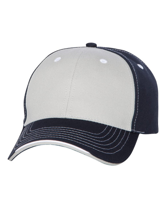Sportsman Tri-Color Cap, One Size, White/Black
