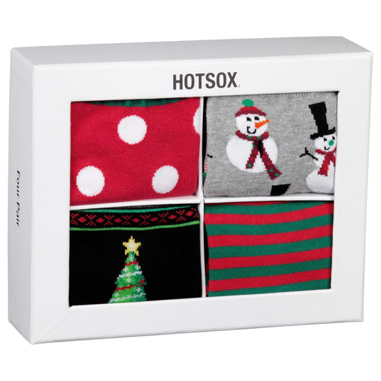 Hot Sox Womens Holiday Crew Socks Gift Box 4 Pair