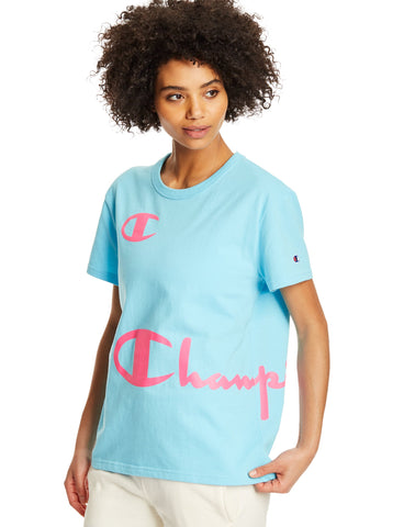 Champion Life Womens Boyfriend Tee, L, Blue Horizon