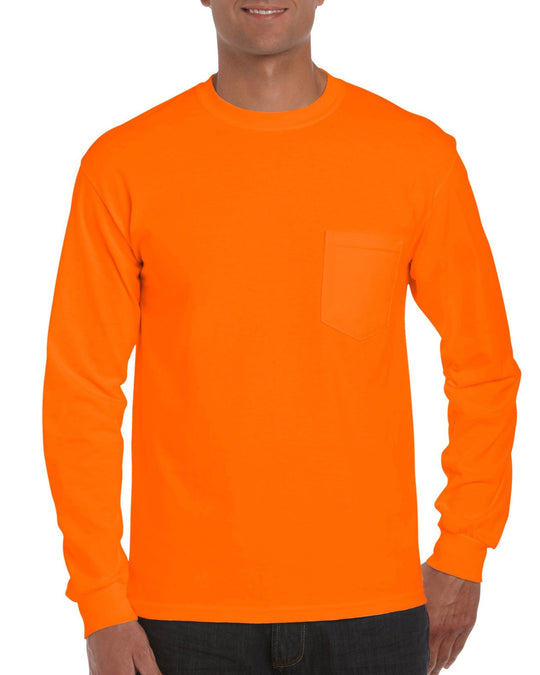 Gildan Mens Ultra Cotton Long Sleeve T-Shirt with Pocket