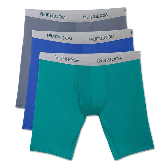 Fruit of the Loom Mens 3-Pack EverLight Long Leg Boxer Briefs