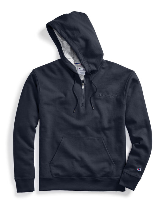 Champion Mens Powerblend Fleece Quarter Zip Hoodie
