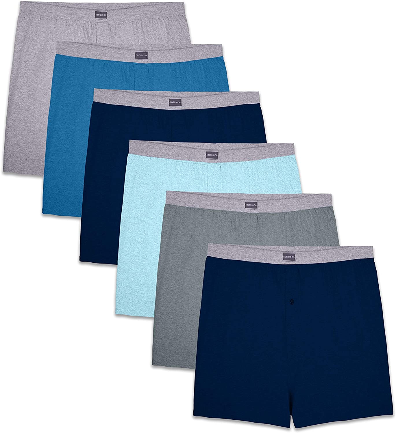 FTL-6P540 - Fruit Of The Loom Mens 6 Pack Assorted Knit Boxers