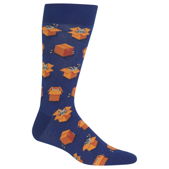 Hot Sox Mens Cats in Boxes Crew Socks