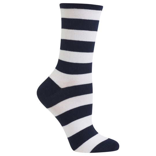 Hot Sox Womens College Rugby Stripe Crew Socks