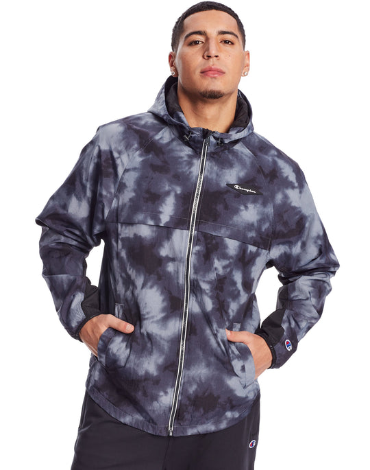 Champion Mens Stadium Wind Jacket, L, Black/Concrete/White