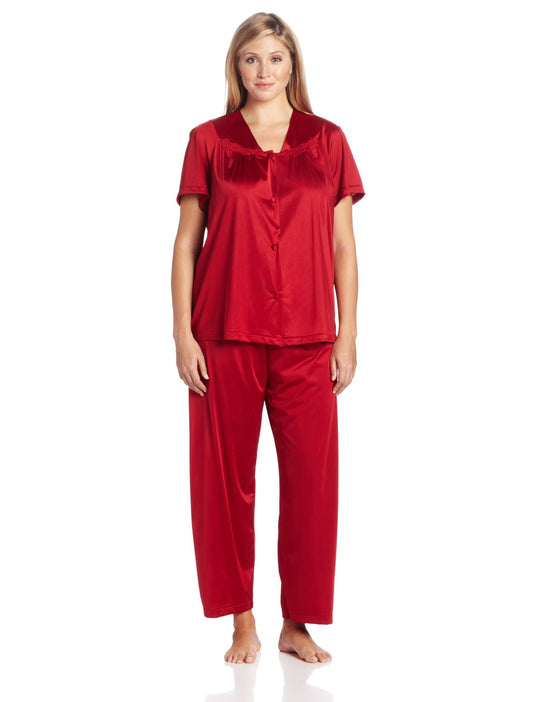 Vanity Fair Colortura Sleepwear Women`s Short-Sleeve Pajama Set