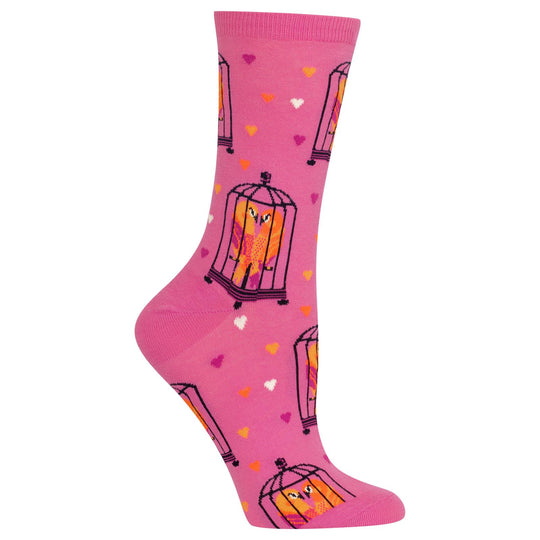Hot Sox Womens Lovebirds Crew Socks