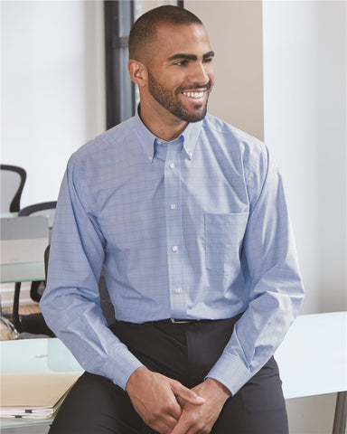 Van Heusen Mens Blue Suitings Non-Iron Patterned Shirt, XL, Royal Blue