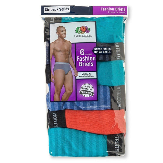 Fruit of the Loom Men`s 6-Pack Stripes/Solids Fashion Briefs