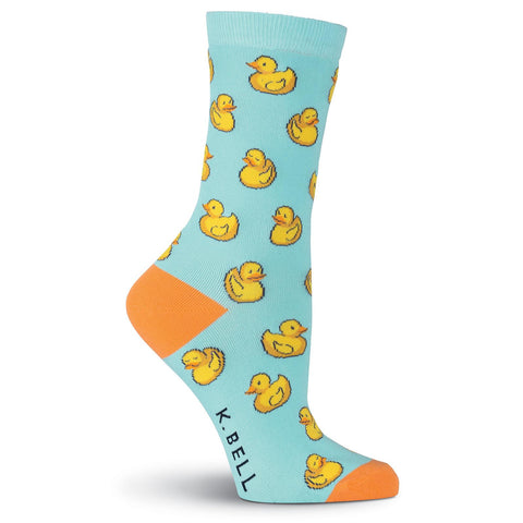 K. Bell Womens Rubber Ducks Crew Socks