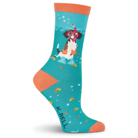K. Bell Womens Scuba Dog Crew Socks