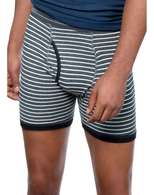 Hanes Men's TAGLESS Striped Ringer Boxer Brief with Comfort Flex Waistband 5-Pack