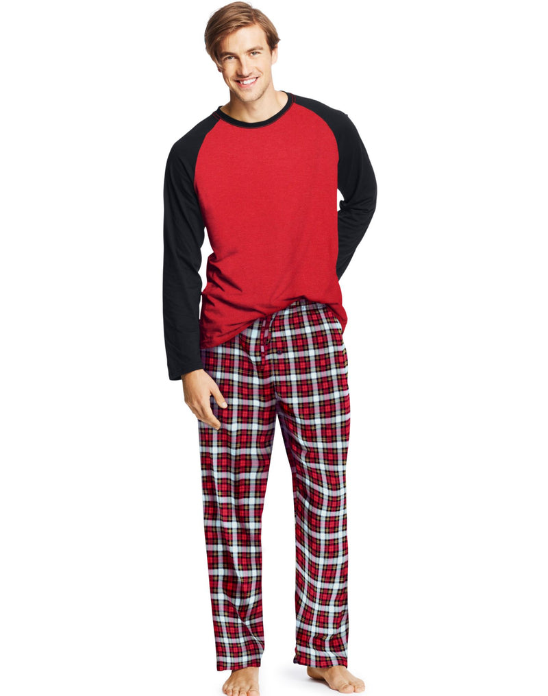 Hanes Men`s Jersey Flannel Sleep Set