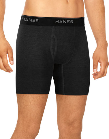 Hanes Mens Stretch Boxer Briefs With Comfort Flex Waistband Black/Grey 4-Pack