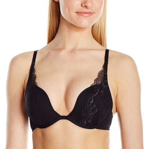 Vassarette Womens Extreme Plunge Lace Push Up Bra