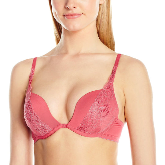 Vassarette Womens Extreme Plunge Lace Push Up Bra