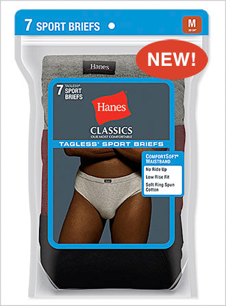Hanes Men's Classics 7 Pack Comfort Soft Waistband Sport Brief Assorted Colors
