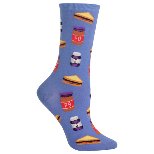 Hot Sox Womens Peanut Butter and Jelly Crew Socks