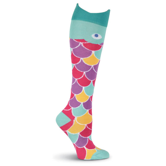 K. Bell Womens Wide Mouth Rainbow Fish Knee High Socks
