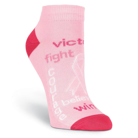 K. Bell Womens Pink Ribbon Ankle Socks