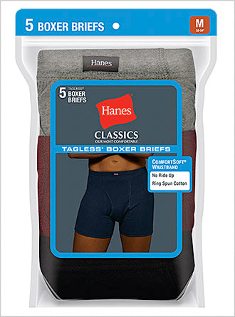 Hanes Classics Men's Dyed Boxer Briefs with ComfortSoft Waistband 5-Pack