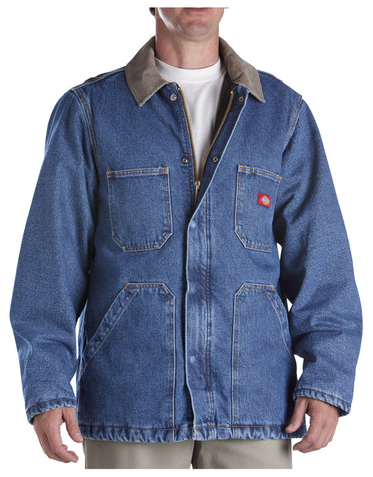 Dickies Mens Denim Zip Front Chore Coat