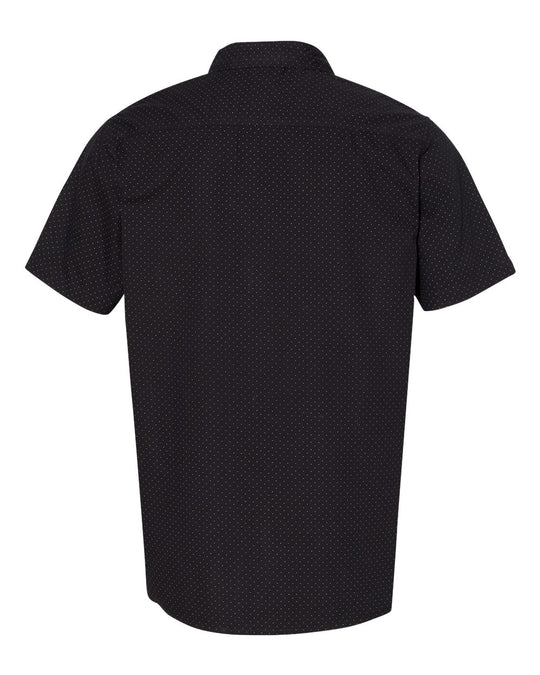 Burnside Peached Printed Poplin Short Sleeve Shirt, XL, White/Black Dot