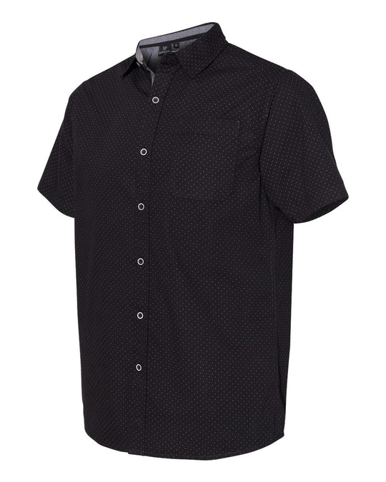 Burnside Peached Printed Poplin Short Sleeve Shirt, XL, White/Black Dot