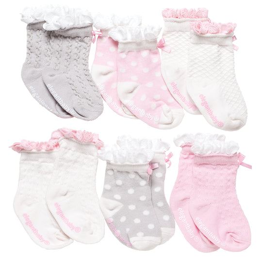 Elegant Baby Girls Peek a Boos 6-Pack Baby Socks