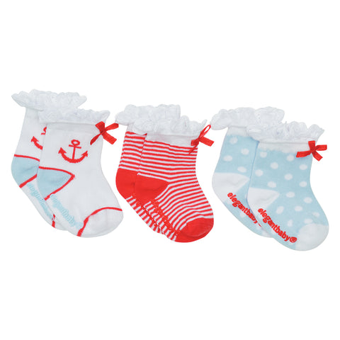 Elegant Baby Girl`s 3-Pack Baby Socks
