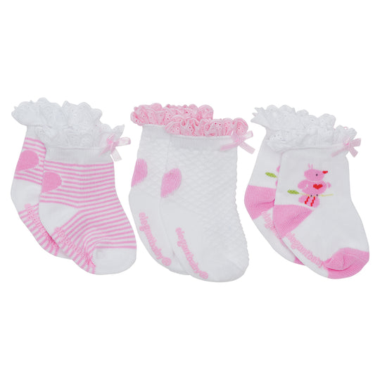 Elegant Baby Girl`s 3-Pack Baby Socks