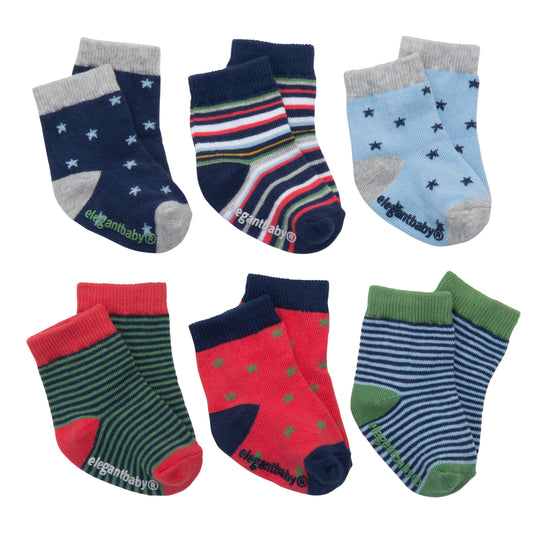 Elegant Baby Boys Boxed 6-Pack Baby Socks