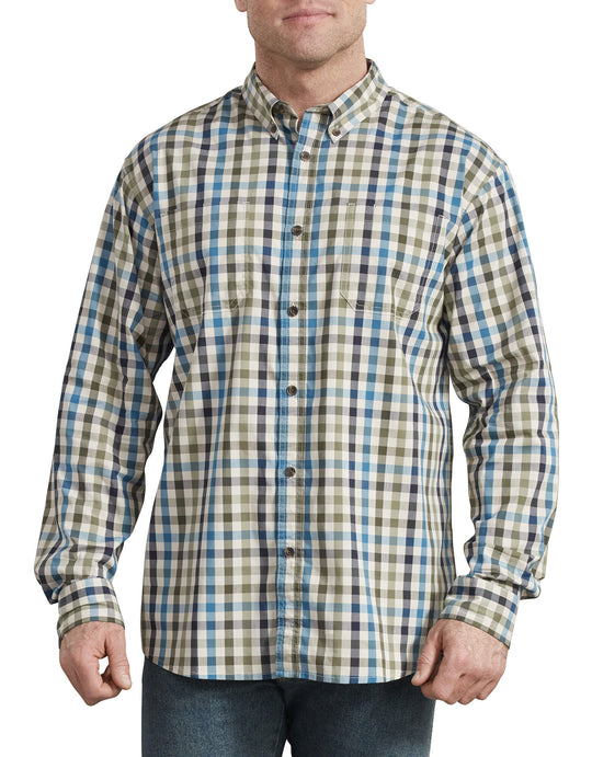 Dickies Mens FLEX Relaxed Fit Long Sleeve Plaid Shirt