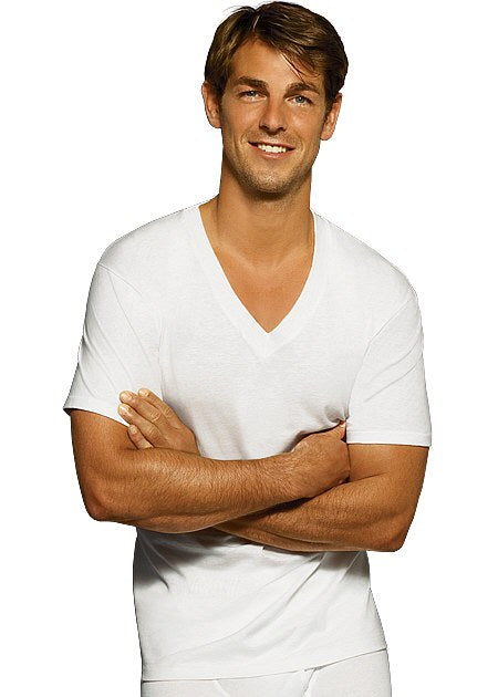 Hanes Classics White V-Neck T-Shirt 6 Pack