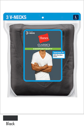 Hanes Classics Men's Traditional Fit Dyed V-Neck TAGLESS Undershirt 3-Pack