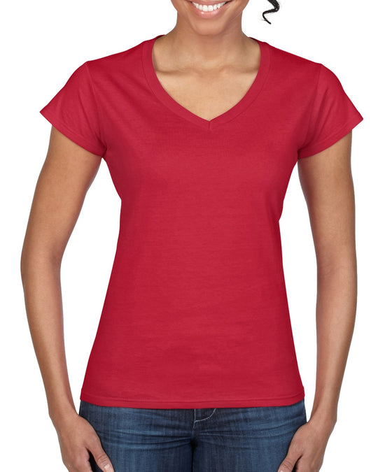 Gildan Ladies Softstyle V-Neck T-Shirt, L, White