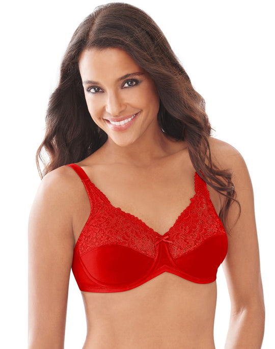 Lilyette Women`s Tailored Minimizer Bra with Lace Trim