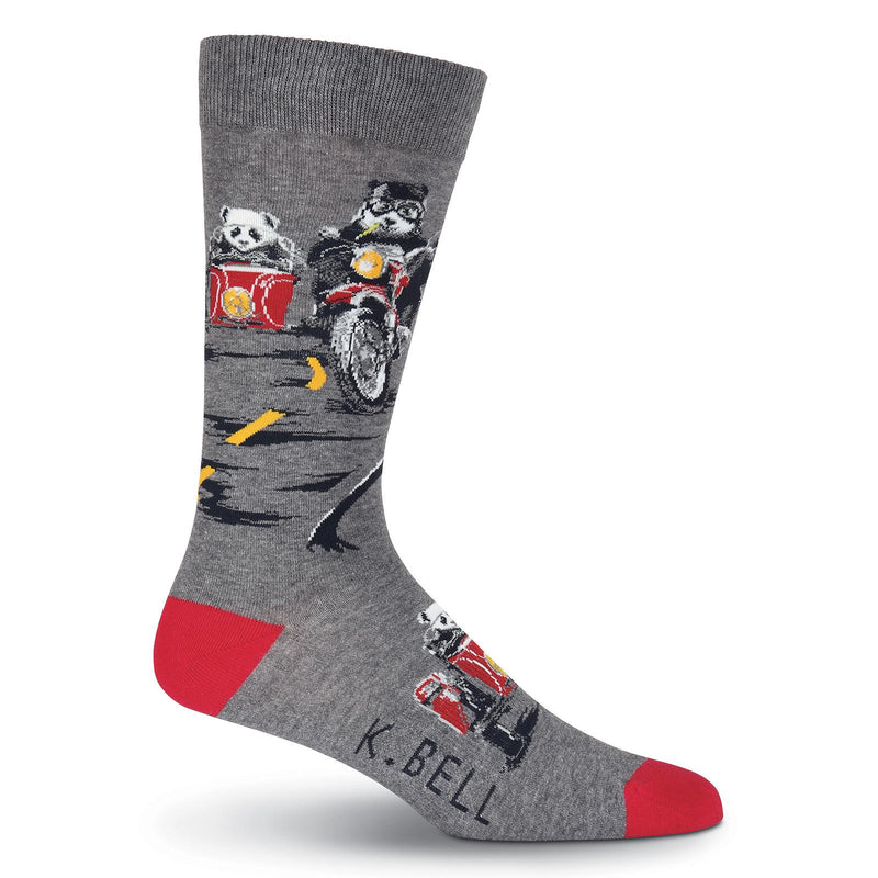 K. Bell Mens Panda Ride Crew Socks