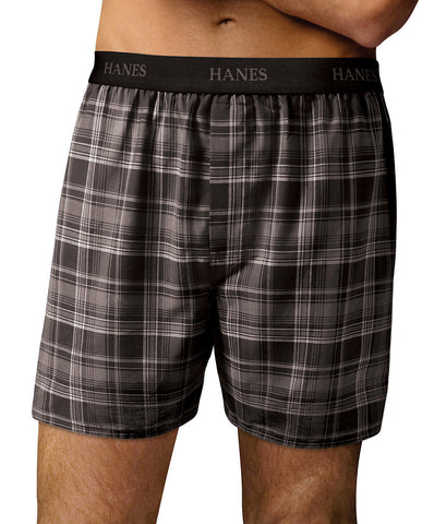 Hanes Classics Men's Yarn Dye Exposed Waistband Boxer 5-Pack