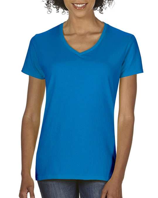Gildan Ladies Heavy Cotton V-Neck T-Shirt, XL, Purple