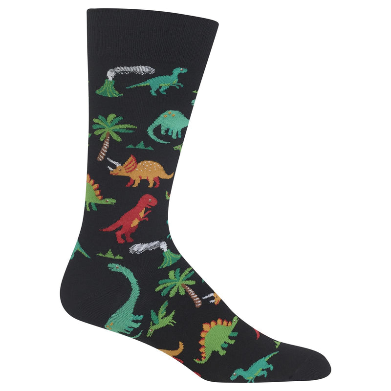 Hot Sox Mens Dinosaurs Crew Socks