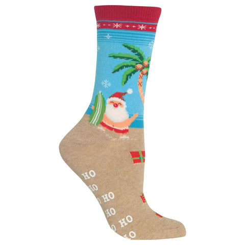 Hot Sox Womens Surfing Santa Crew Socks