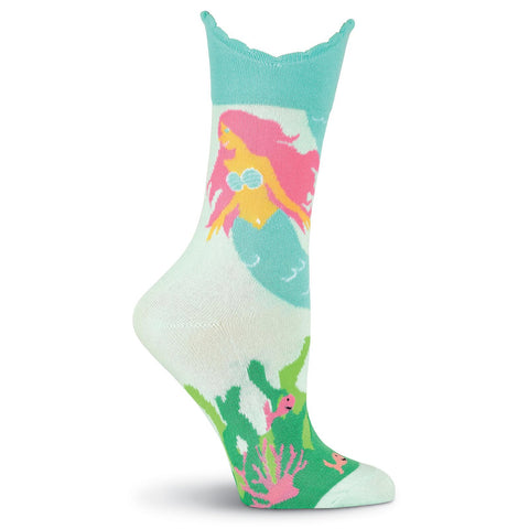 K. Bell Womens Wide Mouth Mermaid Tail Crew Socks