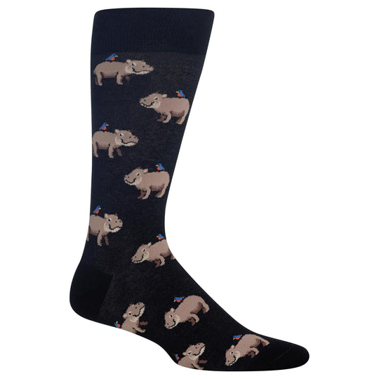 Hot Sox Mens Hippo Crew Socks