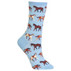 Hot Sox Womens Horses Crew Socks, Womens Shoe Size 4-10.5, Light Blue